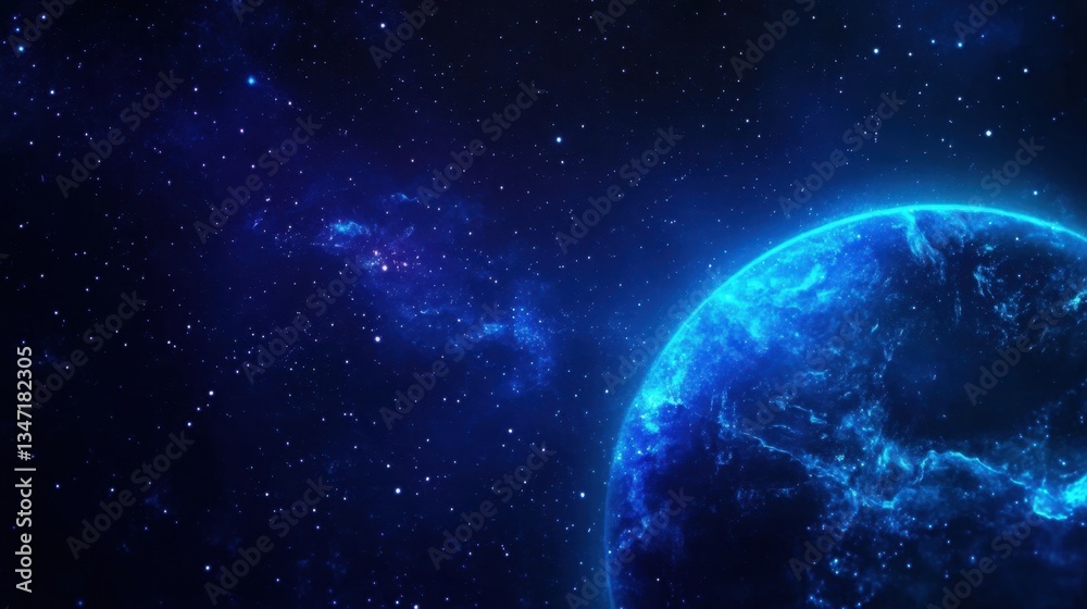 Obraz premium Glowing zodiac constellations in a deep blue starry night sky, forming an astrological celestial background.