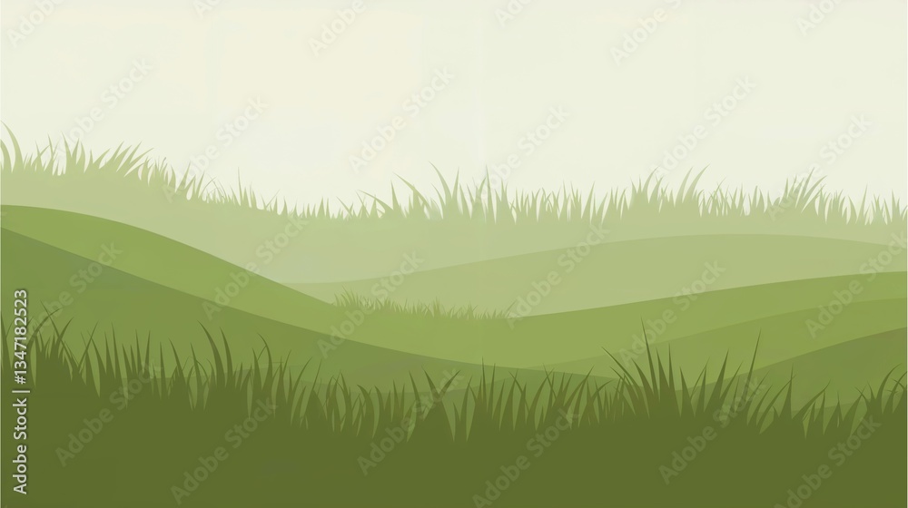 Obraz premium Green Grass Field Vector Background for Nature Design, Green Grass Illustration for Outdoor Scenes and Green Grass Landscape Art