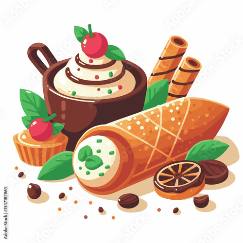 dessert, pastry, sweet, cannoli, food, delicious, chocolate, cream, italian, bakery, gourmet, cannolo, traditional, background, sicily, italy, creamy, white, breakfast, filling, ricotta, crust, cheese