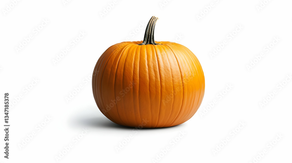 Obraz premium Single Orange Pumpkin Against White Background