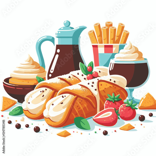 dessert, pastry, sweet, cannoli, food, delicious, chocolate, cream, italian, bakery, gourmet, cannolo, traditional, background, sicily, italy, creamy, white, breakfast, filling, ricotta, crust, cheese