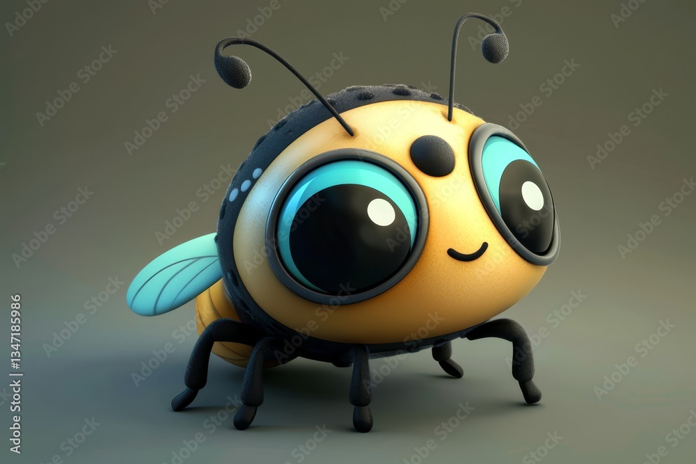 Fototapeta premium Isolated design of a small beetle with a humorous twist.