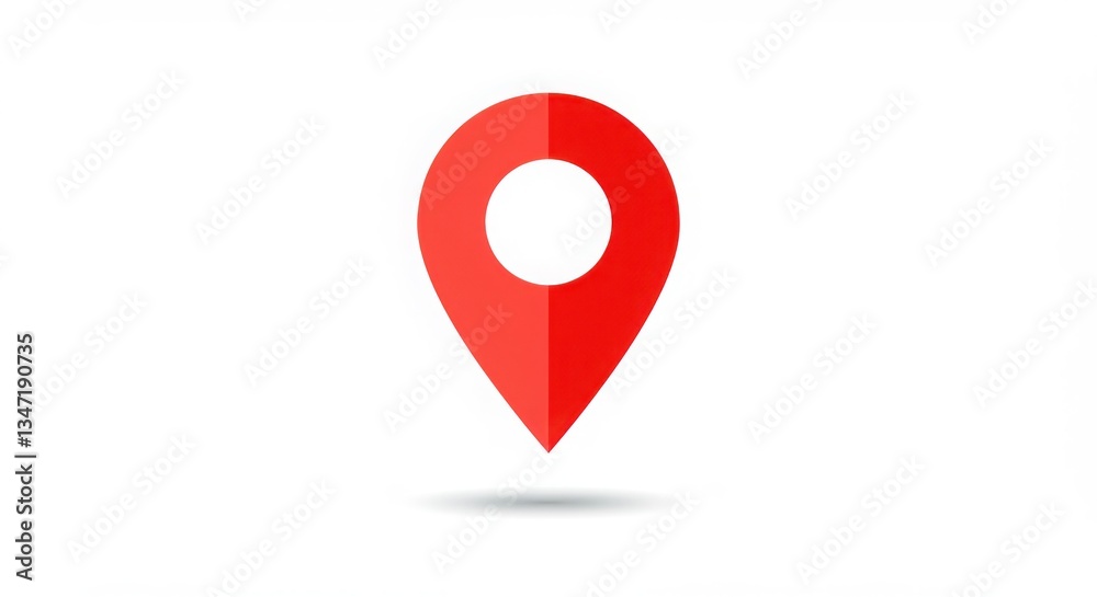 Fototapeta premium Red Location Pin Icon on White Background
