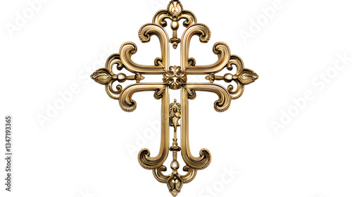 Wallpaper Mural metal gold cross on transparent background, detailed photo, png  Torontodigital.ca