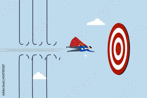 Overcome difficulty, entrepreneur hero soar over hindrances to attain goal. 