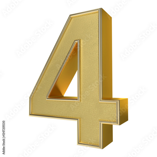 Blink blink of 3d golden number four text effect