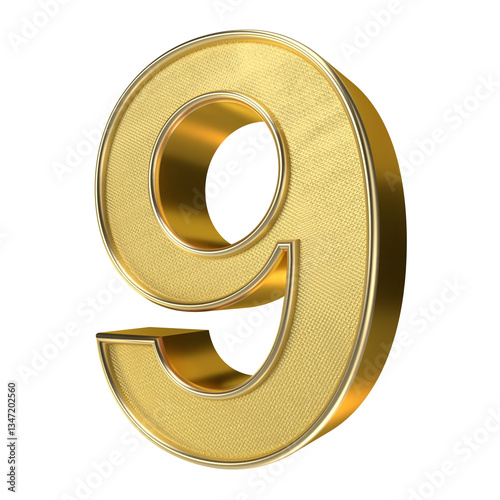 Blink blink of 3d golden number nine text effect