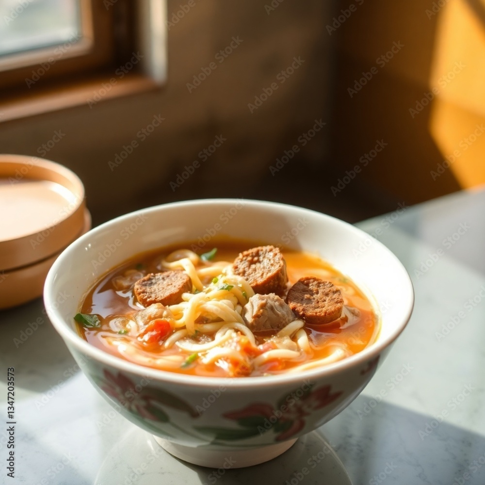 Beef Noodle Soup (牛肉面) – Braised beef with hand-pulled noodles in a rich broth. Beef Noodle Soup (牛肉面) – Braised beef with hand-pulled noodles in a rich broth.
