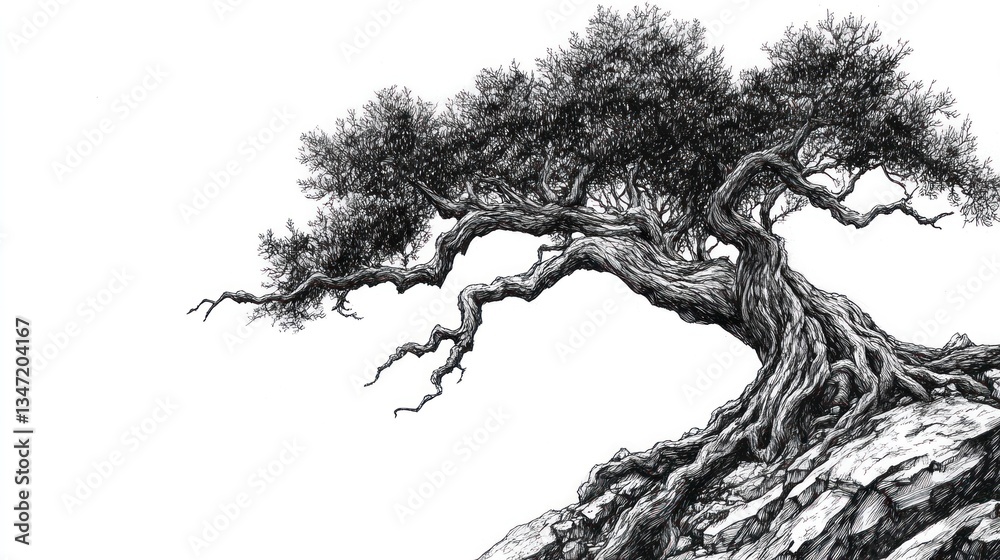 custom made wallpaper toronto digitalAncient, gnarled olive tree on rocky outcrop