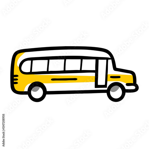 Cartoon minibus icon in yellow and white for transportation and travel concepts