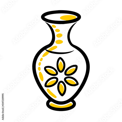 Yellow decorative vase icon