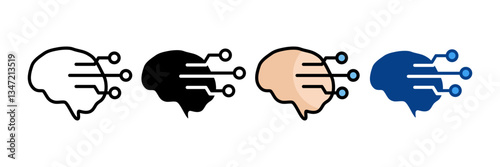 Artificial Intelligence  Icon Set Multiple Style Collection