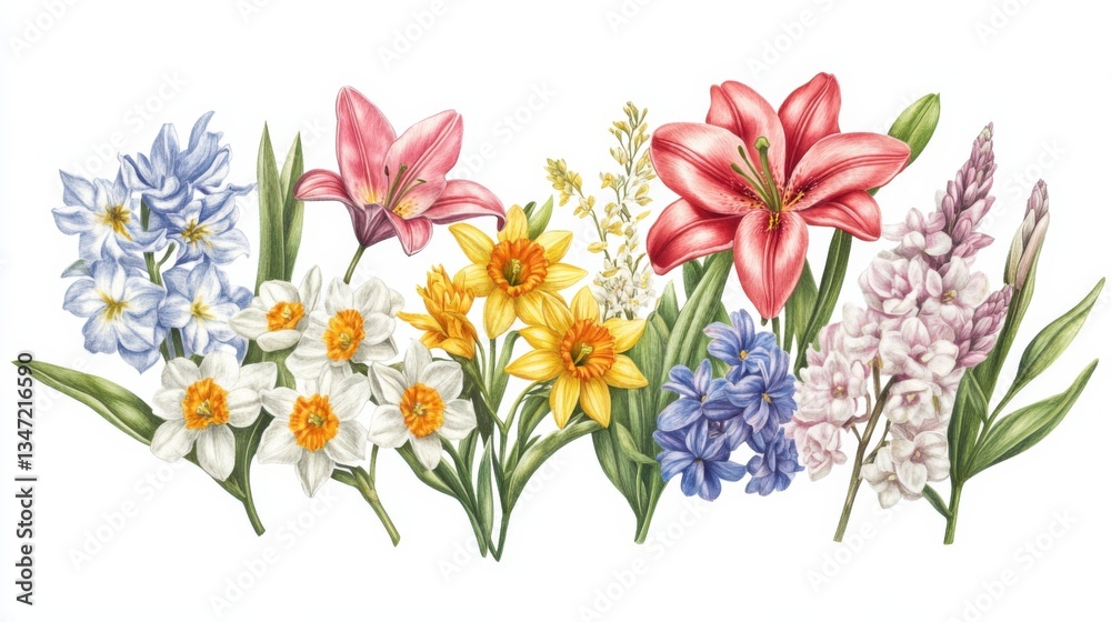A vibrant illustration of various flowers, showcasing a mix of colors and types, emphasizing their natural beauty and diversity. A vibrant illustration of various flowers, showcasing a mix of colors and types, emphasizing their natural beauty and diversity.