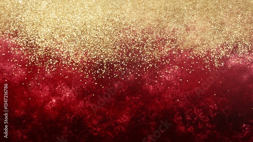 Abstract gold glitter on red background
