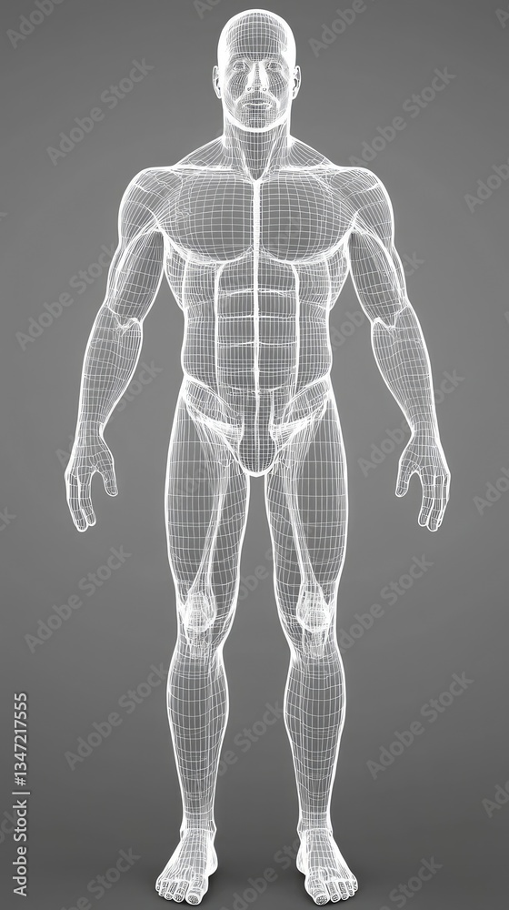 Human body anatomical representation. For medical study, anatomy, body part, health, or fitness Human body anatomical representation. For medical study, anatomy, body part, health, or fitness