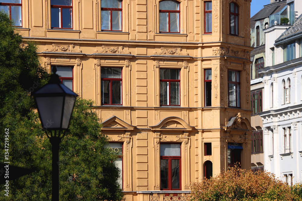 Beautiful classic architectural details on the streets of Vienna, Austria.