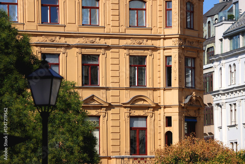 Beautiful classic architectural details on the streets of Vienna, Austria.