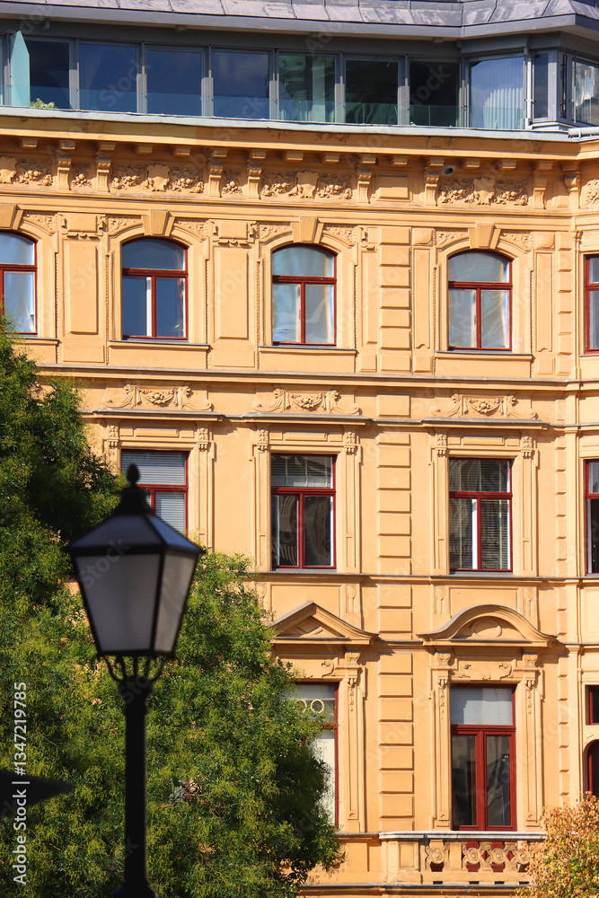 Beautiful classic architectural details on the streets of Vienna, Austria.