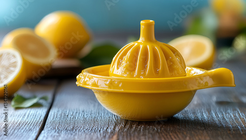 Lemon squeezer on wooden background