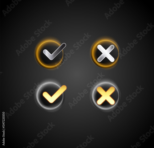 Tick And Cross Signs Icons illustration