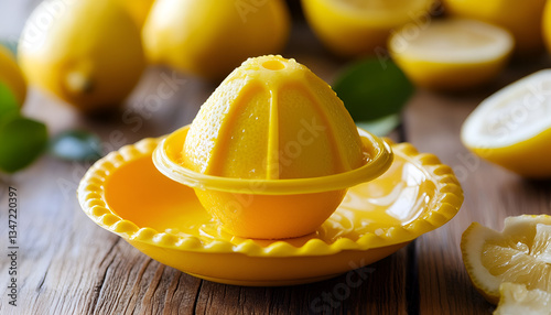 Lemon squeezer on wooden background