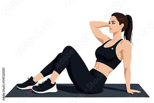 A young woman doing fitness exercise