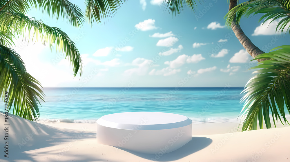 White Cylinder on Beach with Sunlight