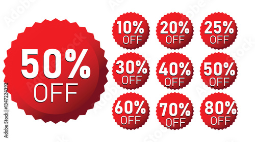 Discount sale badges on white background
