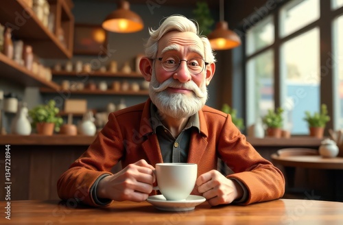 Elderly man cafe