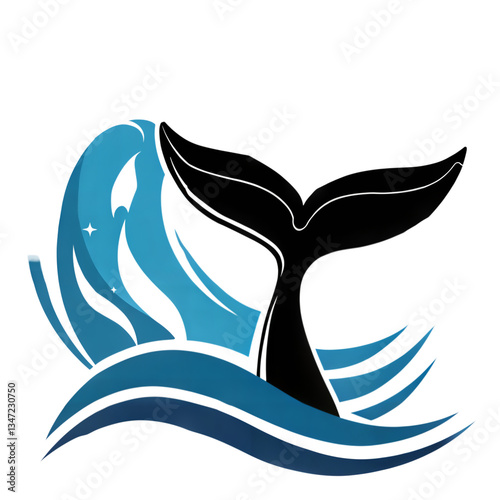 Majestic Whale Tail Emerging from Ocean Waves transparent background