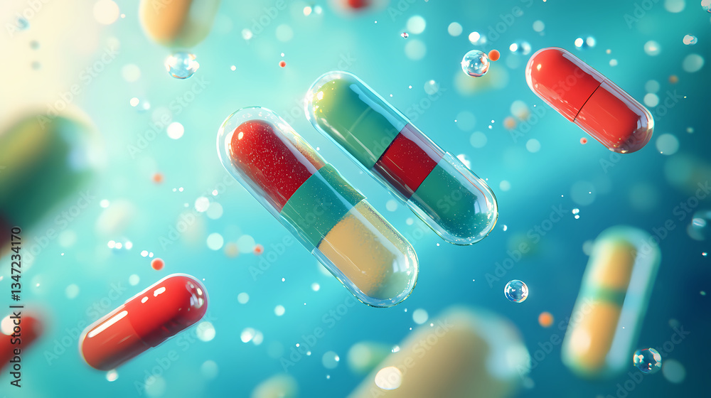Floating Capsules in Red and Green