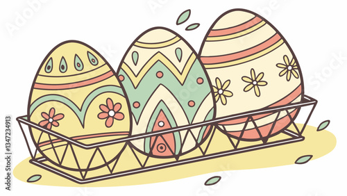 Easter eggs in a tray. colored eggs. Christian holiday