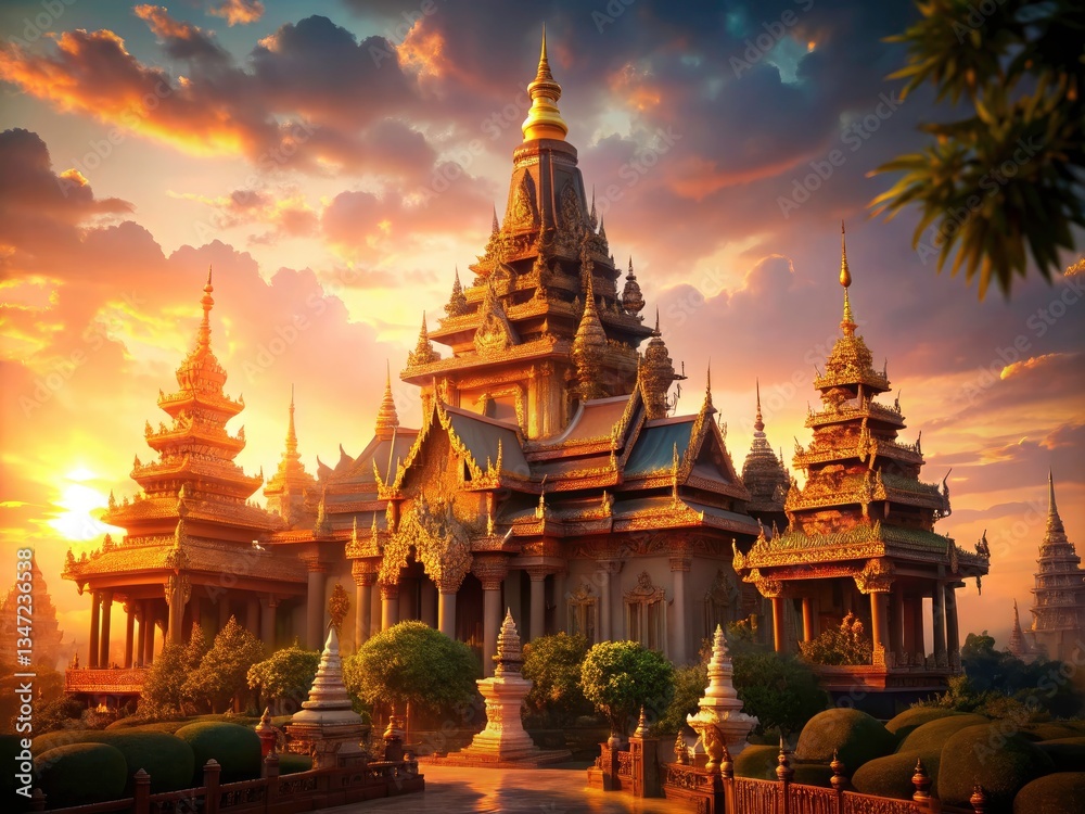 Fototapeta premium Pattaya Temple Photos: High-Resolution Images of Stunning Thai Temples Near Pattaya City