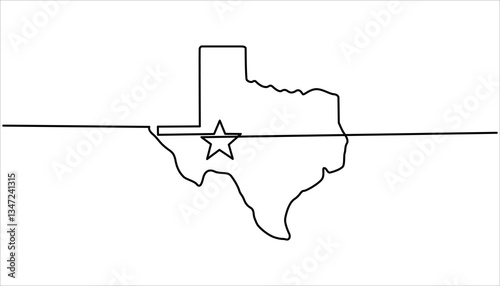 Texas state map continuous one line drawing illustration. Texas state map icon. map icon continuous line sketch. Vector illustration.
