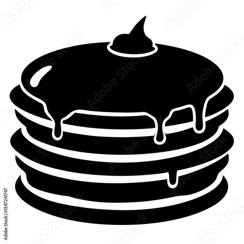 A stack of pancakes with syrup dripping silhouette vector illustration 