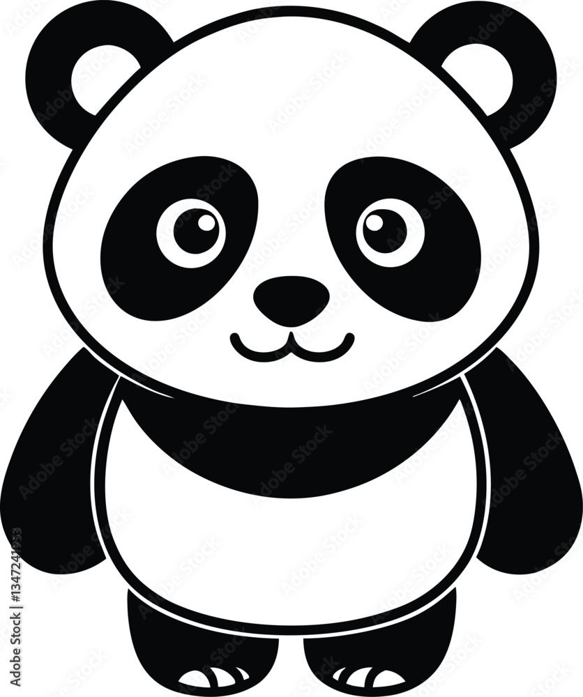 Fototapeta premium Adorable Cartoon Panda Vector Illustration – Cute Black and White Baby Panda Clipart