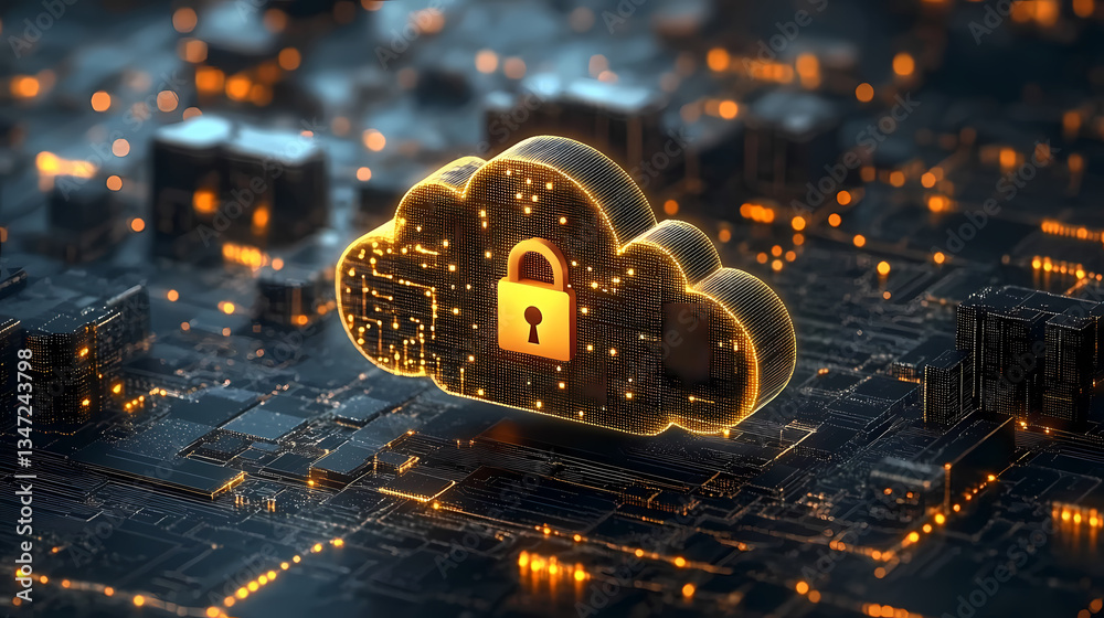 Cloud Lock with Keyhole on Circuit Board