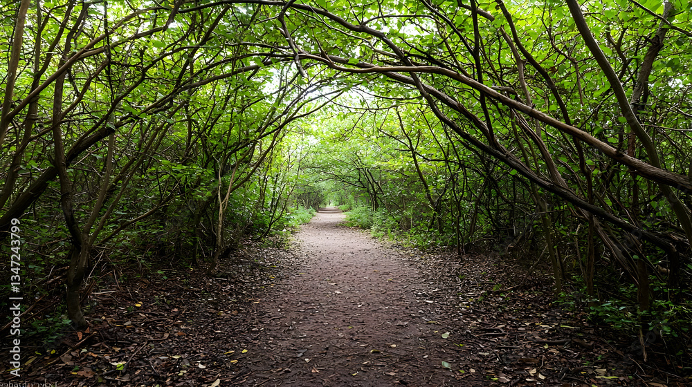 Obraz premium Path Through Lush Green Forest Canopy