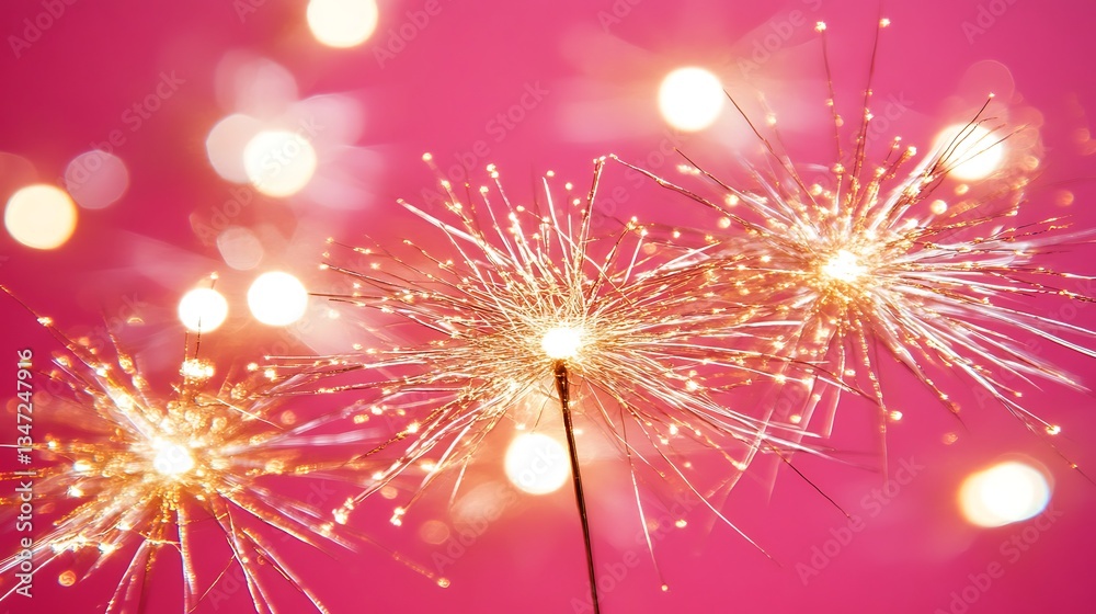 Naklejka premium Sparkling Celebration on a Pink Background.