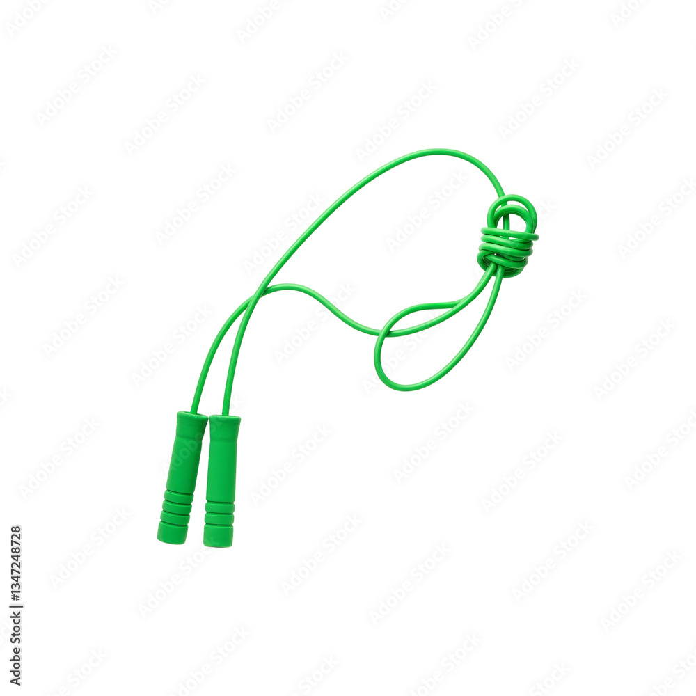 Obraz premium Green jump rope isolated on transparent background. Jump rope png. Fitness equipment