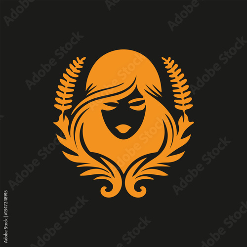 Set of luxury beauty woman hair style black logo design silhouette with white background