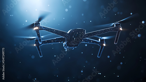 Obraz na płótnie Drone Flying in the Night Sky w salonie