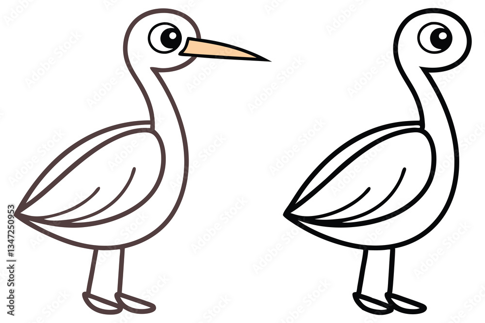 Fototapeta premium Adorable Cartoon Bird Illustration Coloring Page Activity Book