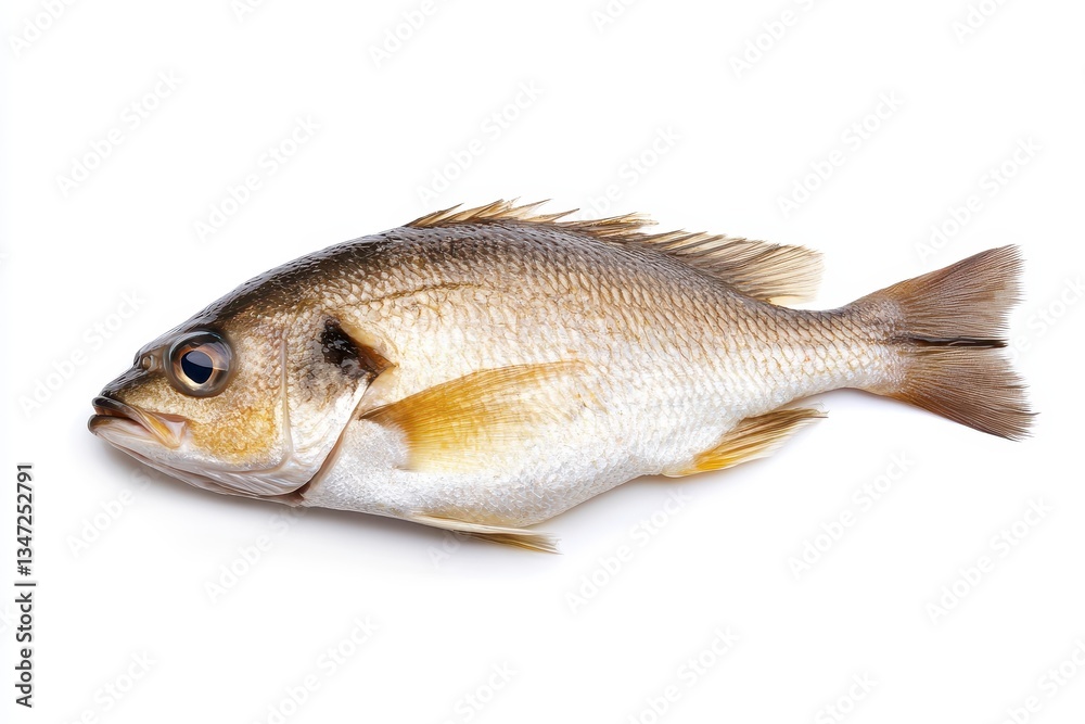 Obraz premium Raw Fish on White Background Detailed View