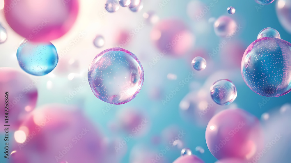 Floating Transparent Spheres with Pink and Purple Gradients