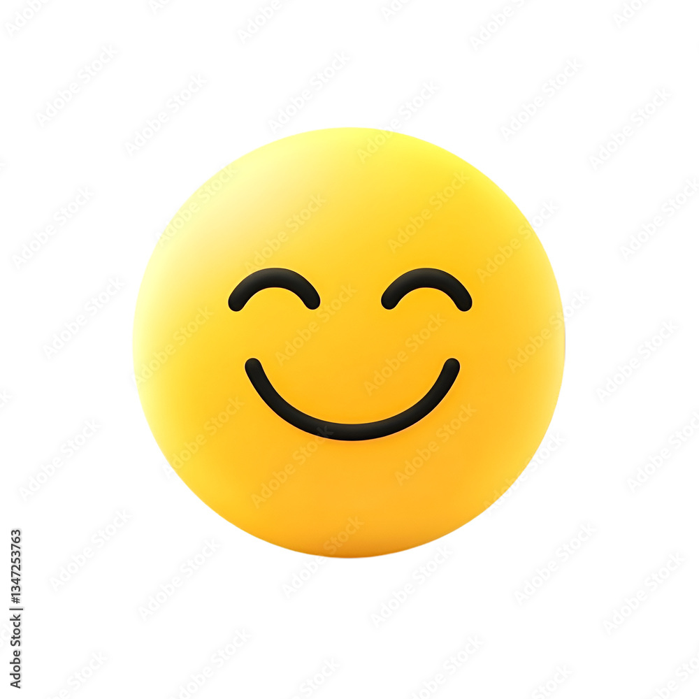 Fototapeta premium Happy Smiling Yellow Emoticon Joyful Face Expression Positive Mood