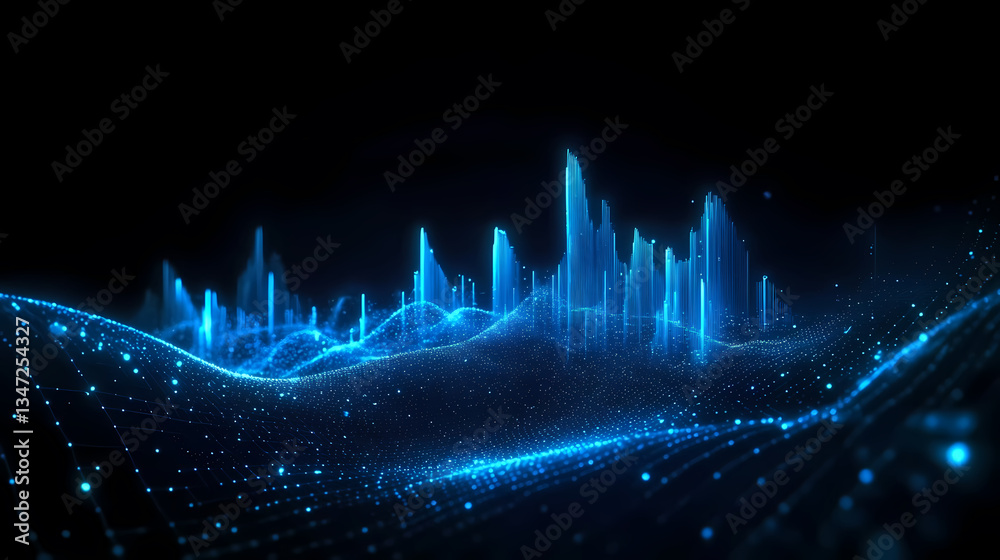 Abstract City Landscape with Blue Lines