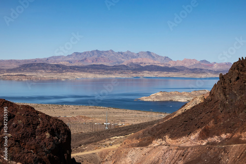 Mountains behind Lake Mead in Nevada