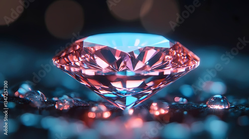 Obraz na płótnie Close-up of Pink Diamond with Water Droplets w salonie