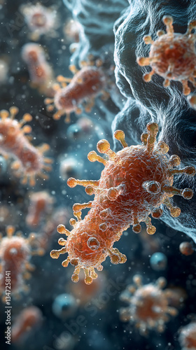 Immune System Cells Fighting Bacteria  